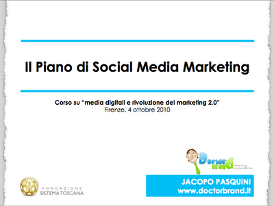 Il Piano di Social Media Marketing per il Corso su media digitali e rivoluzione del marketing 2.0